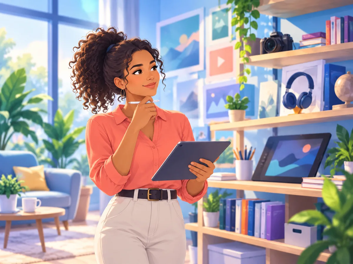 Persona explorando diferentes opciones de formación online y herramientas digitales.